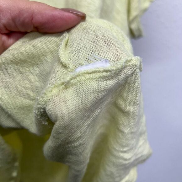 J. Jill Yellow Crew Neck Short Sleeve Tie Front Love Linen Top Women's Size XL - Picture 7 of 12